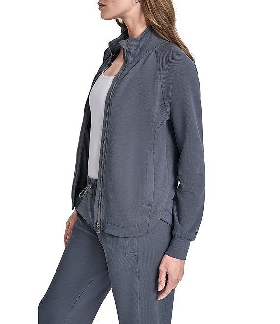 DKNY Sport by Donna Karan Coordinating Highline Rib Knit Mock Neck Long Sleeve Front Full Zip Jacket Product Image