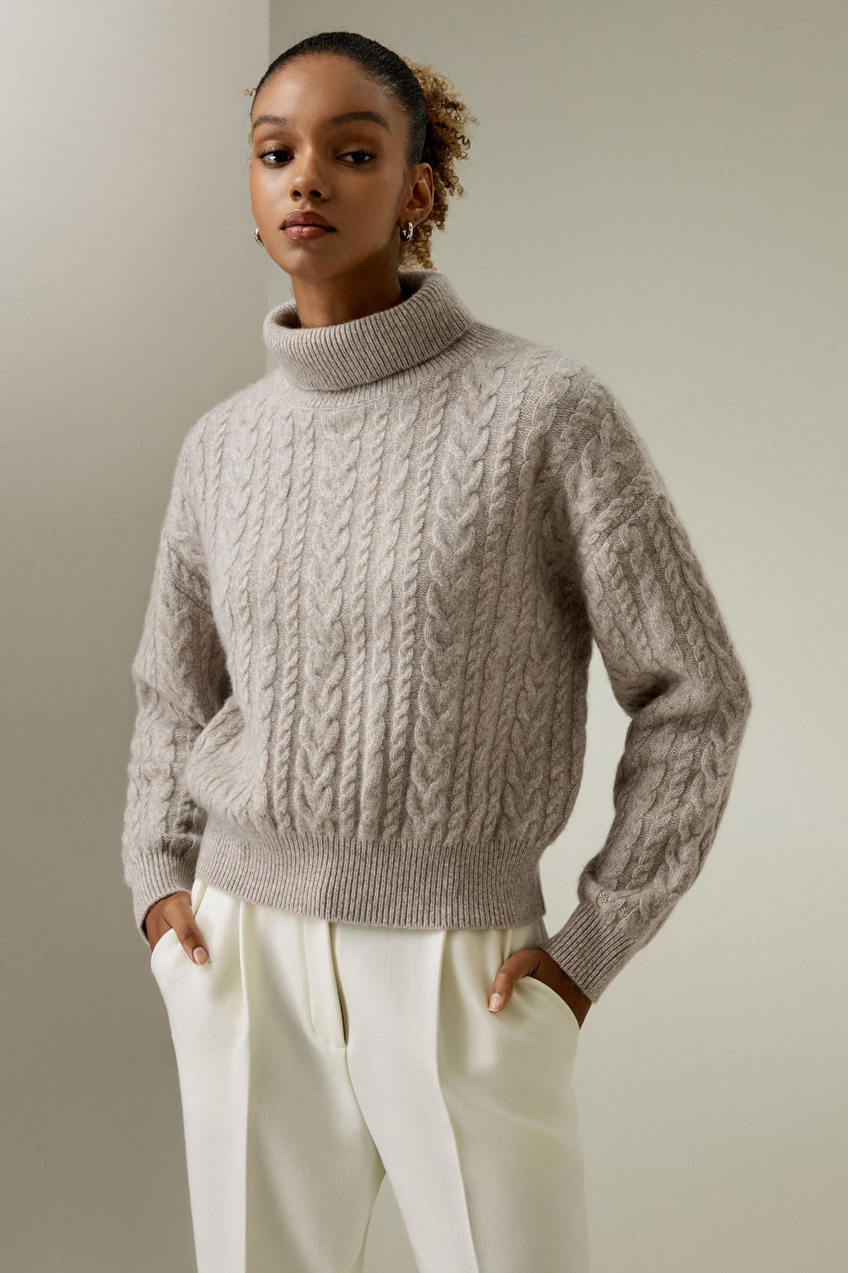 Cashmere Cable Knit Jumper Sweater Product Image