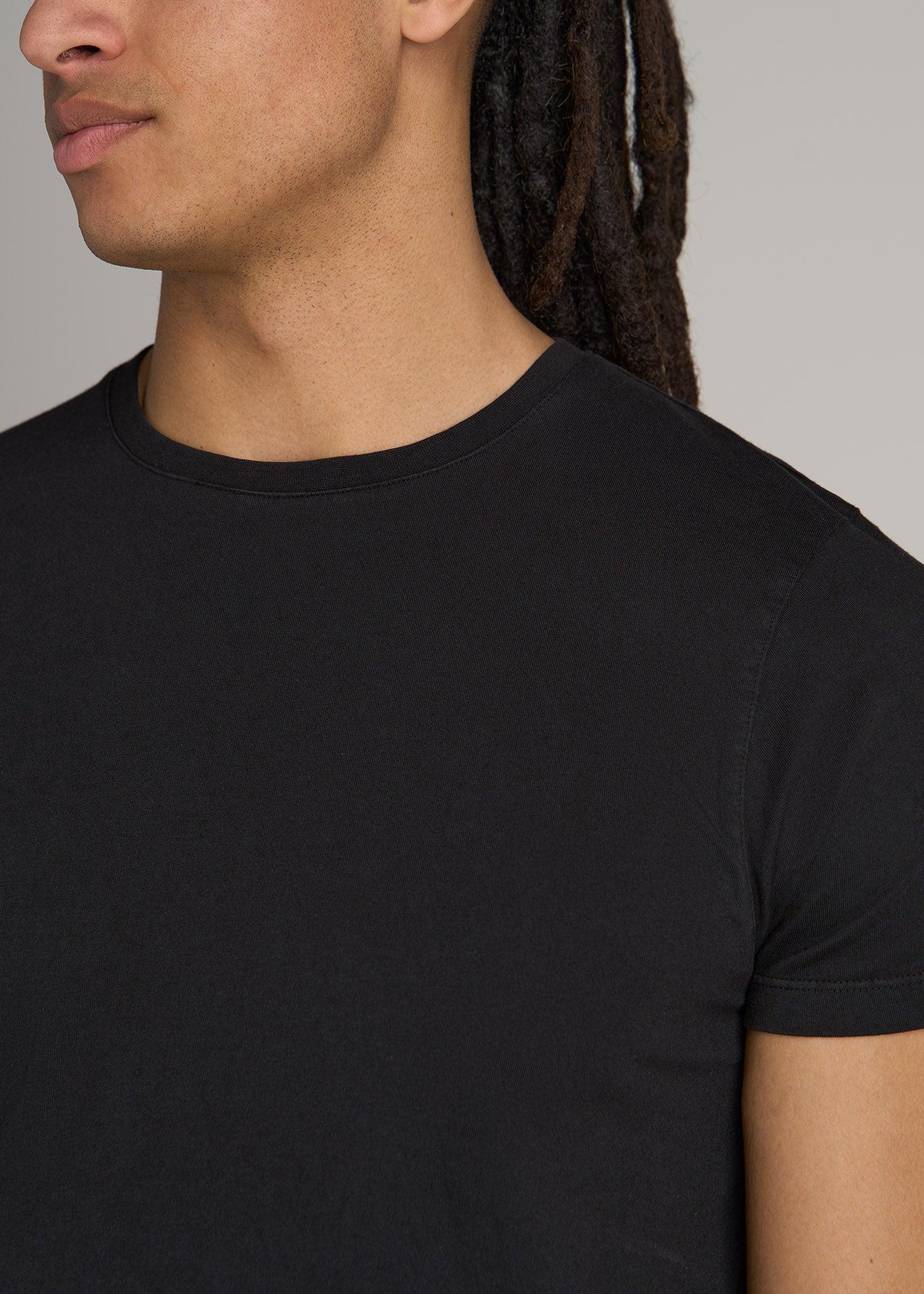 Modern Fit Garment Dyed Cotton T-Shirt for Tall Men in Black Male Product Image