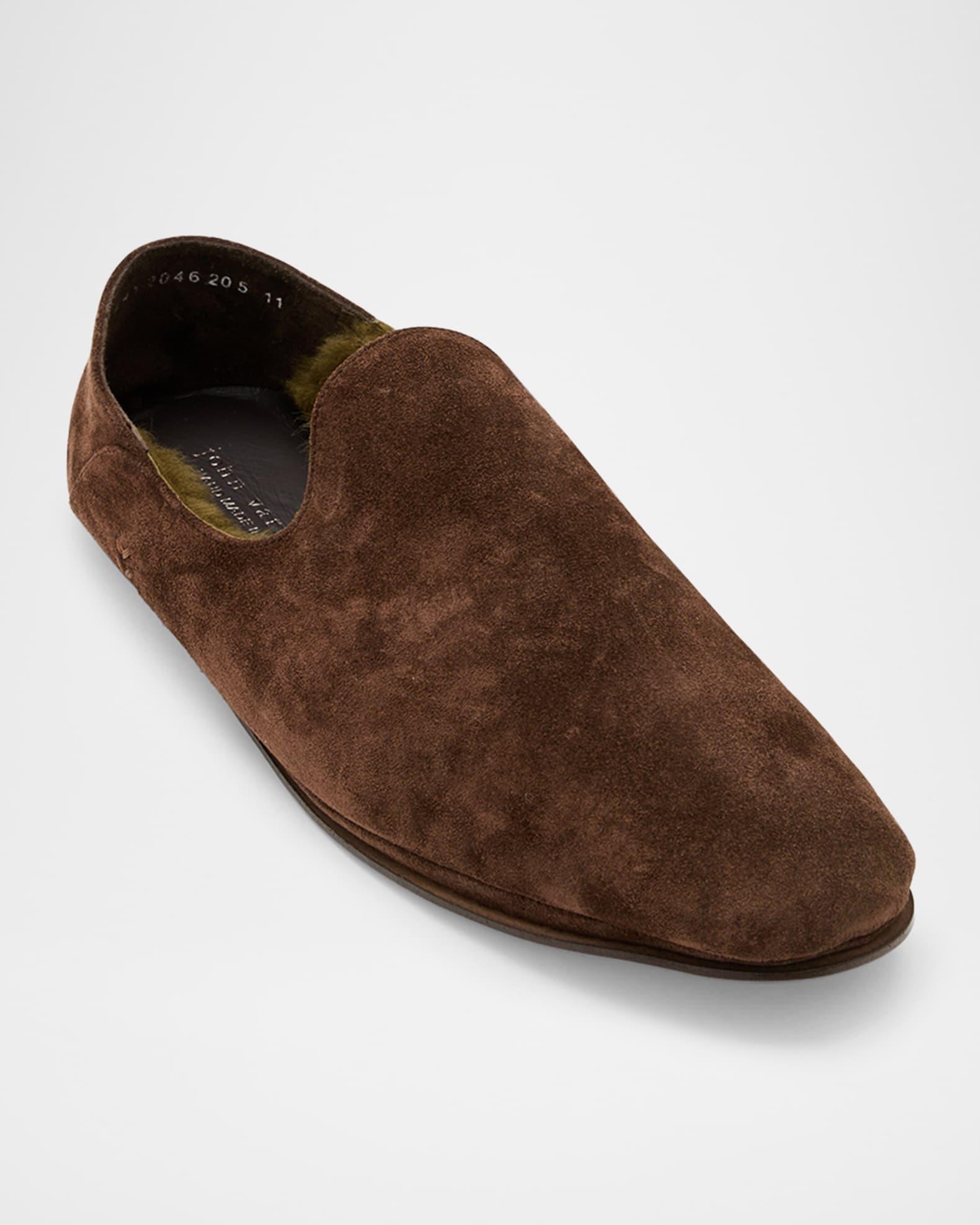 Men's Lodge Shearling-Lined Suede Moccasins Product Image