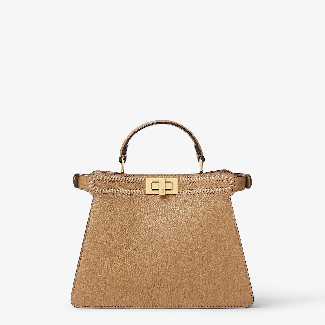 Peekaboo ISeeU SmallCappuccino-colored leather bag with FF interlacing Product Image