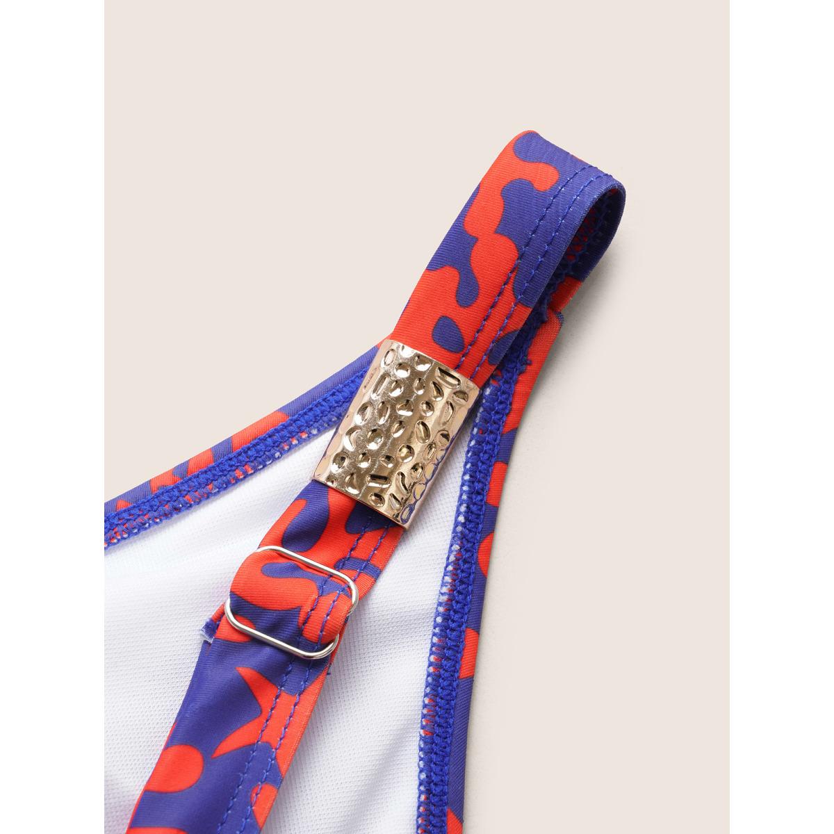 Plus Size Tropical Wrap Bodycon Cami Swim Dress Women's Swimwear DarkBlue Beach Bodycon V-neck High stretch Curve Swim Dresses BloomChic 10/M Product Image