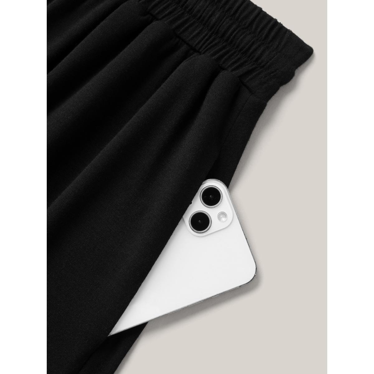 Plus Size Supersoft Waist-Tie A-Line Maxi Skirt Women Black Leisure Drawstring Medium stretch Slanted pocket Casual Skirts BloomChic 12/L Product Image