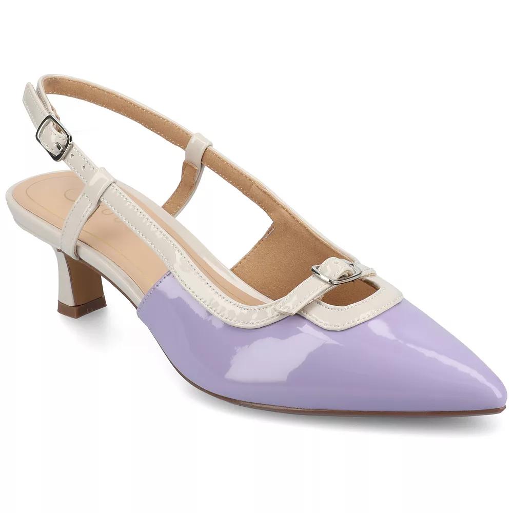 Journee Padma Women's Pointed Toe Kitten Heel Slingback Pumps,  Product Image