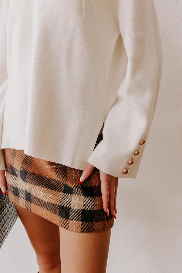 Coffee Shop Cutie Knit Sweater Top in Cream Product Image