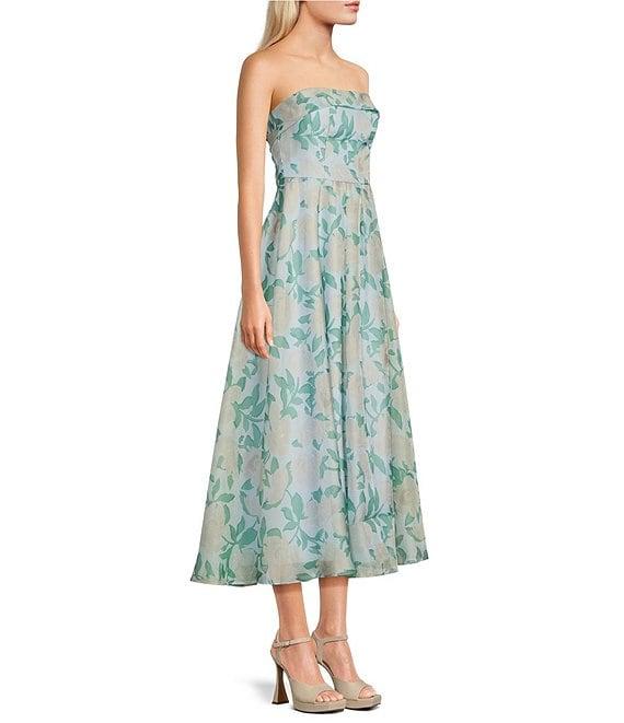 B. Darlin Printed Organza Strapless Sweetheart Neck A-Line Dress Product Image