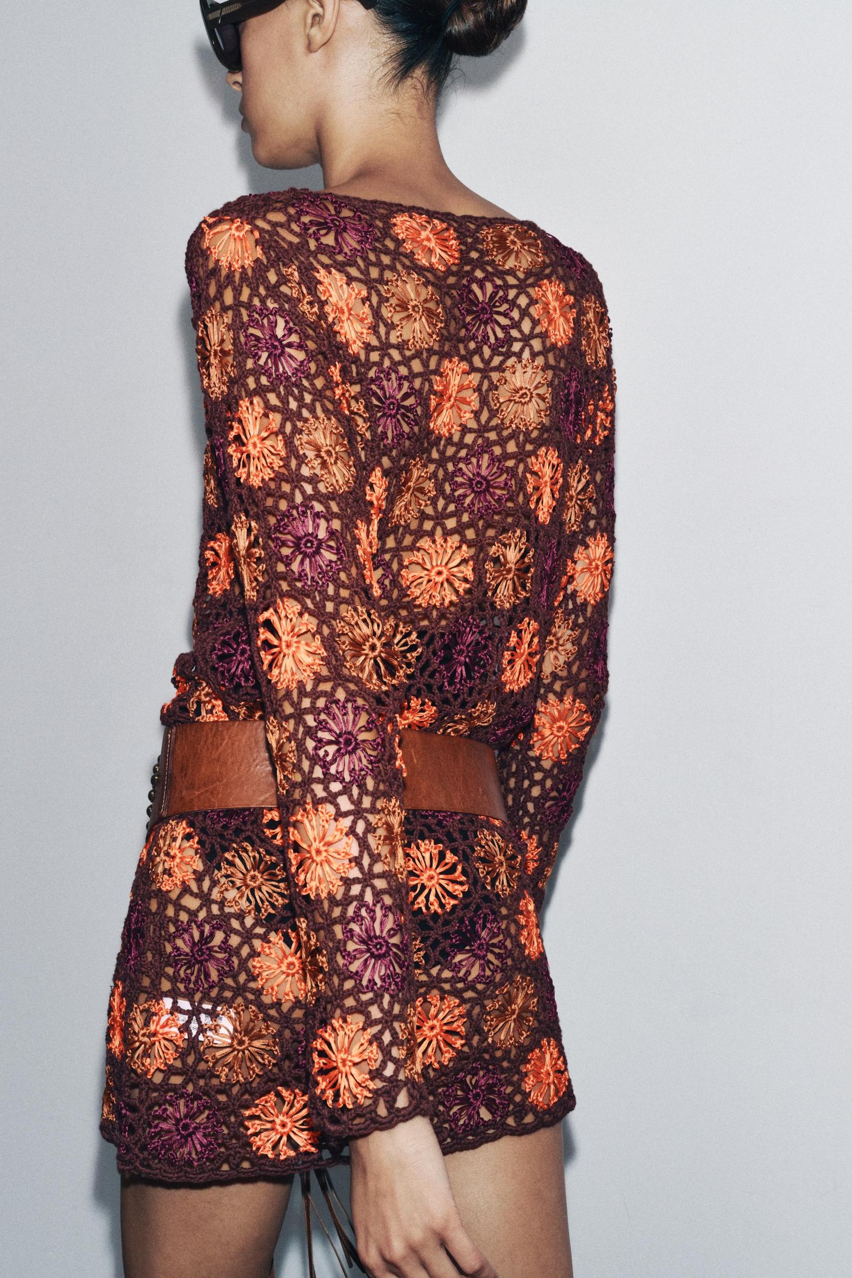 CROCHET KNIT MINI DRESS Product Image