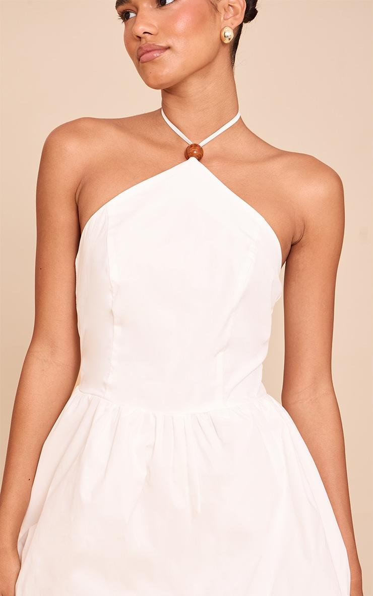 White Halterneck Puffball Romper Product Image
