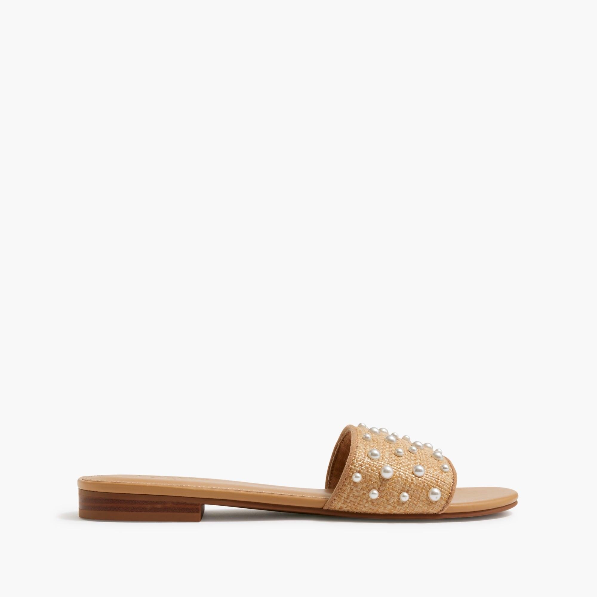 Woven pearl slide sandals Product Image