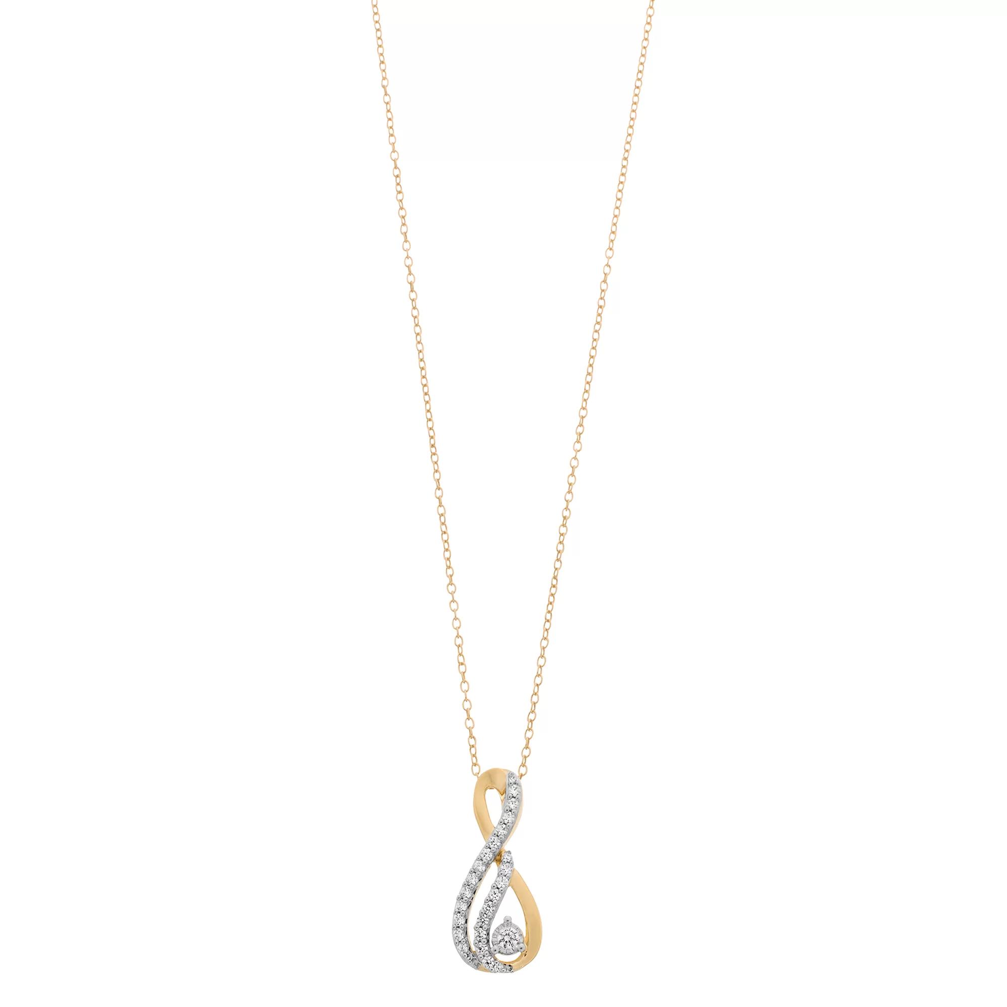 1/4 Carat T.W Diamond Teardrop Pendant Necklace, Womens Gold Tone Product Image