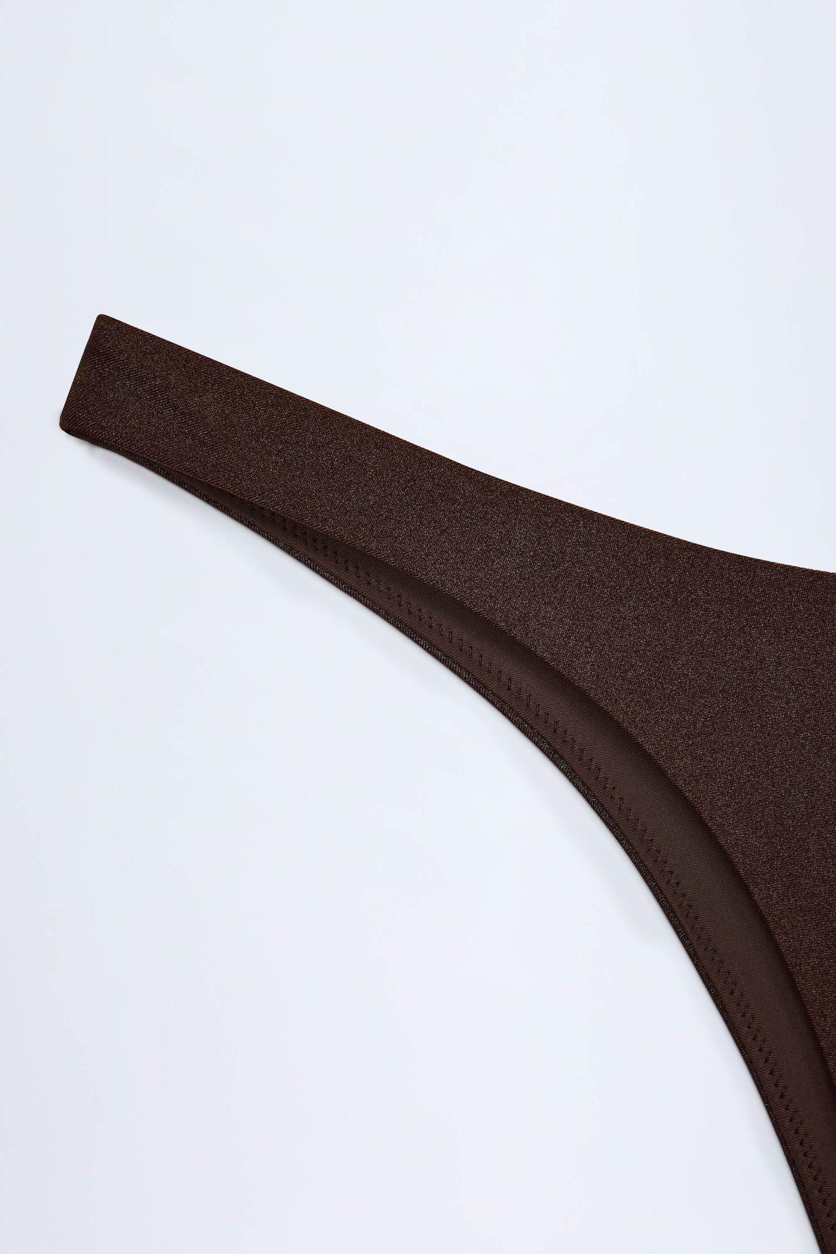 High-Leg Cheeky Bikini Bottoms in Dark Chocolate Product Image