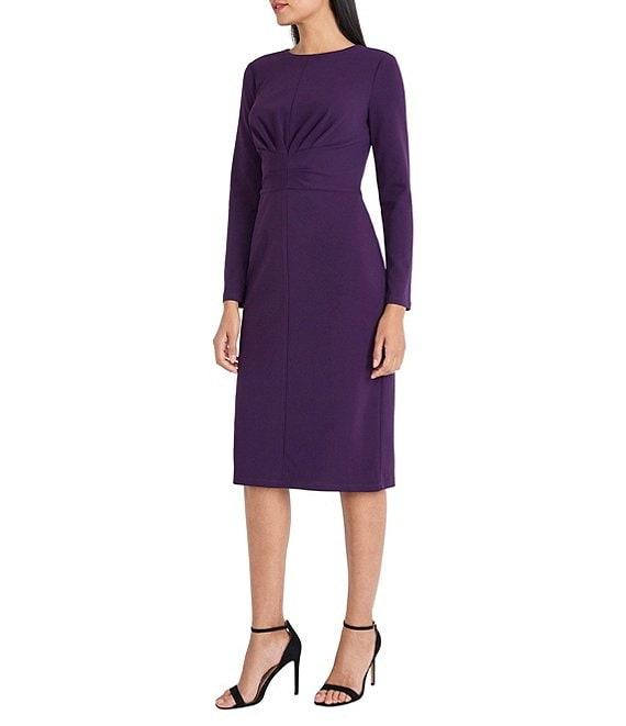 Maggy London Stretch Crew Neck Long Sleeve Dress Product Image