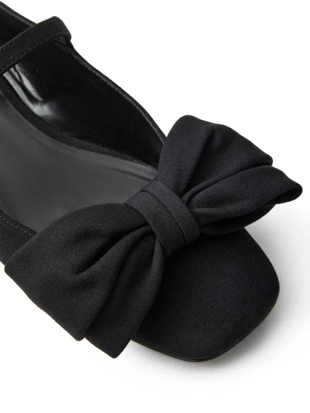 VALENTINO GARAVANI Black Mary Janes With Bow Detail In Crepe Fabric Woman In Multicolor Product Image