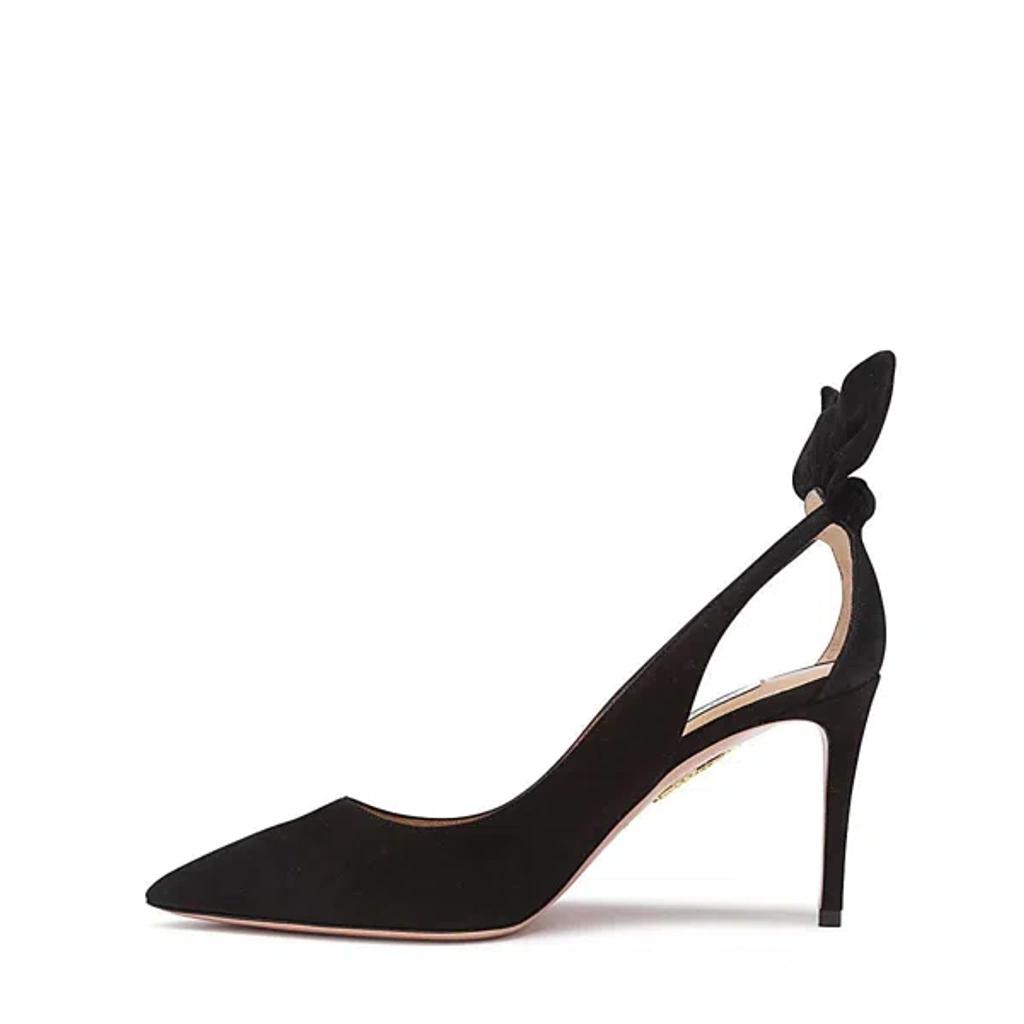 AQUAZZURA Bow Tie 85 Suede Pumps In Black Product Image