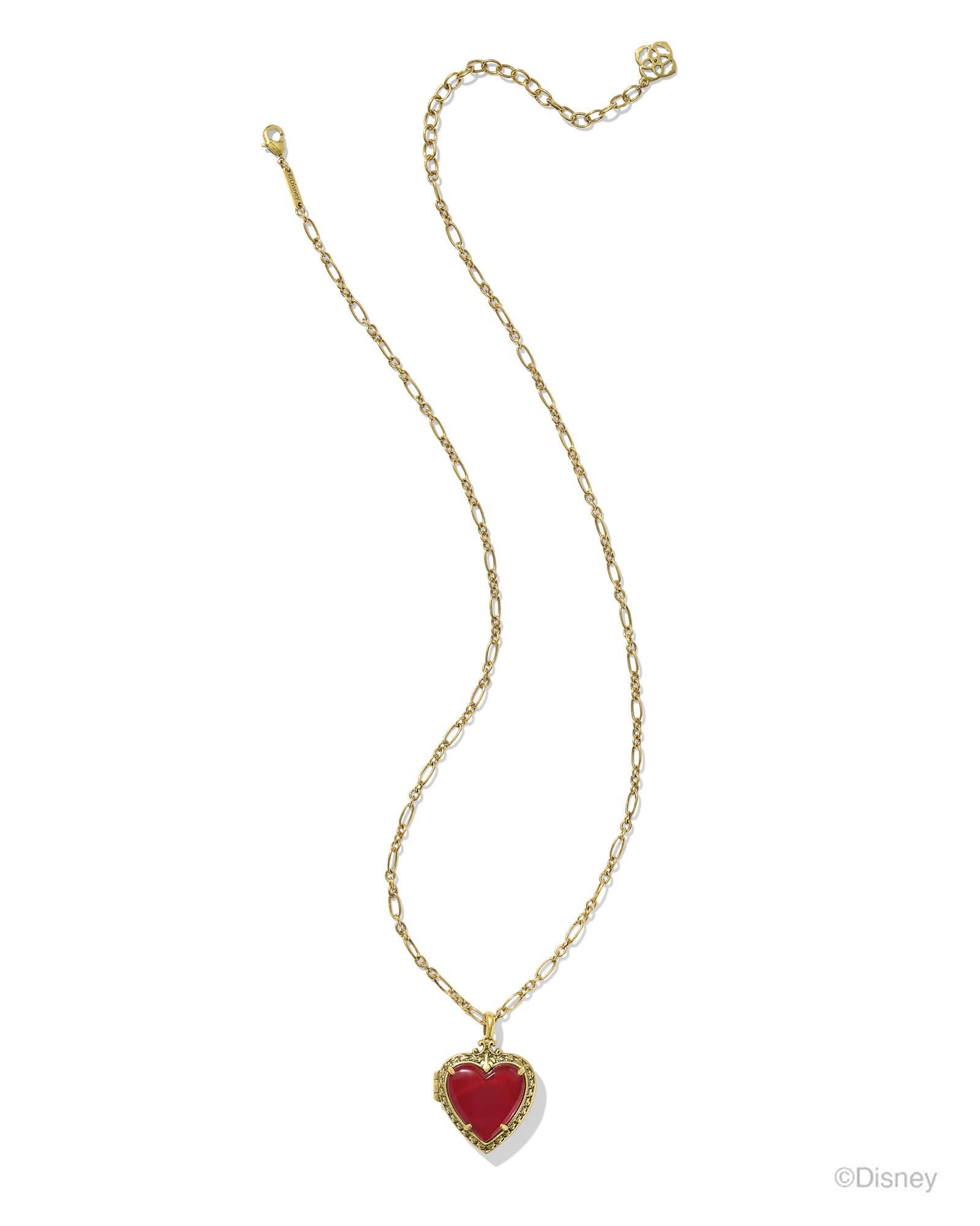 Disney | Kendra Scott Snow White Vintage Gold Locket Short Pendant Necklace in Royal Red Mother-of-Pearl Product Image