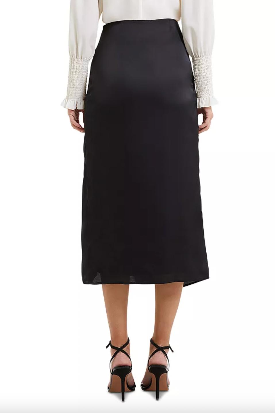 Inu Satin Midi Wrap Skirt - Black Product Image