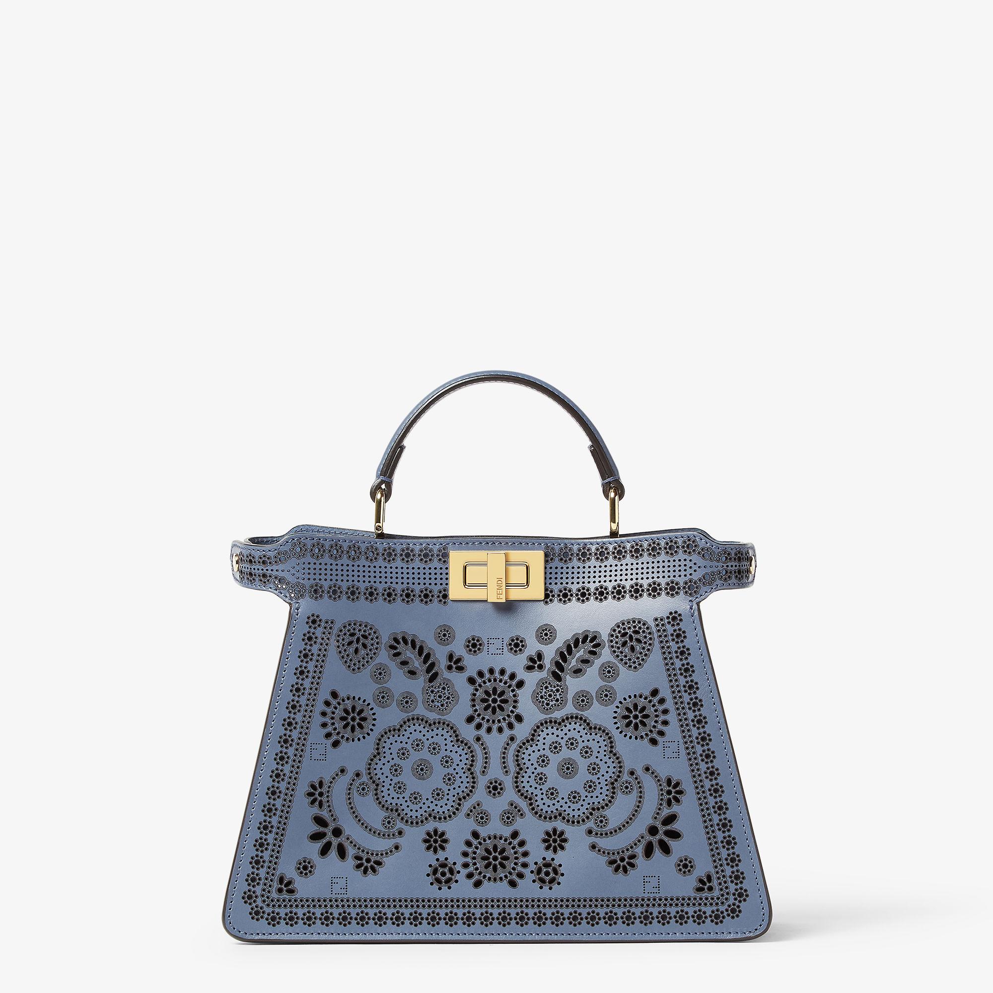 Peekaboo ISeeU SmallBlue leather bag with laser-cut Coral Bandana motif Product Image