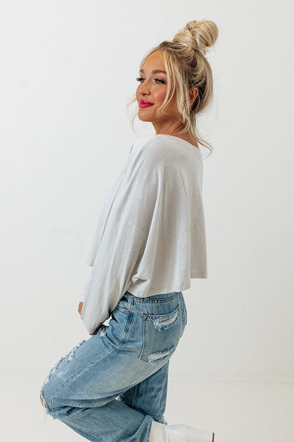 Newly Obsessed Crop Top In Light Grey Product Image