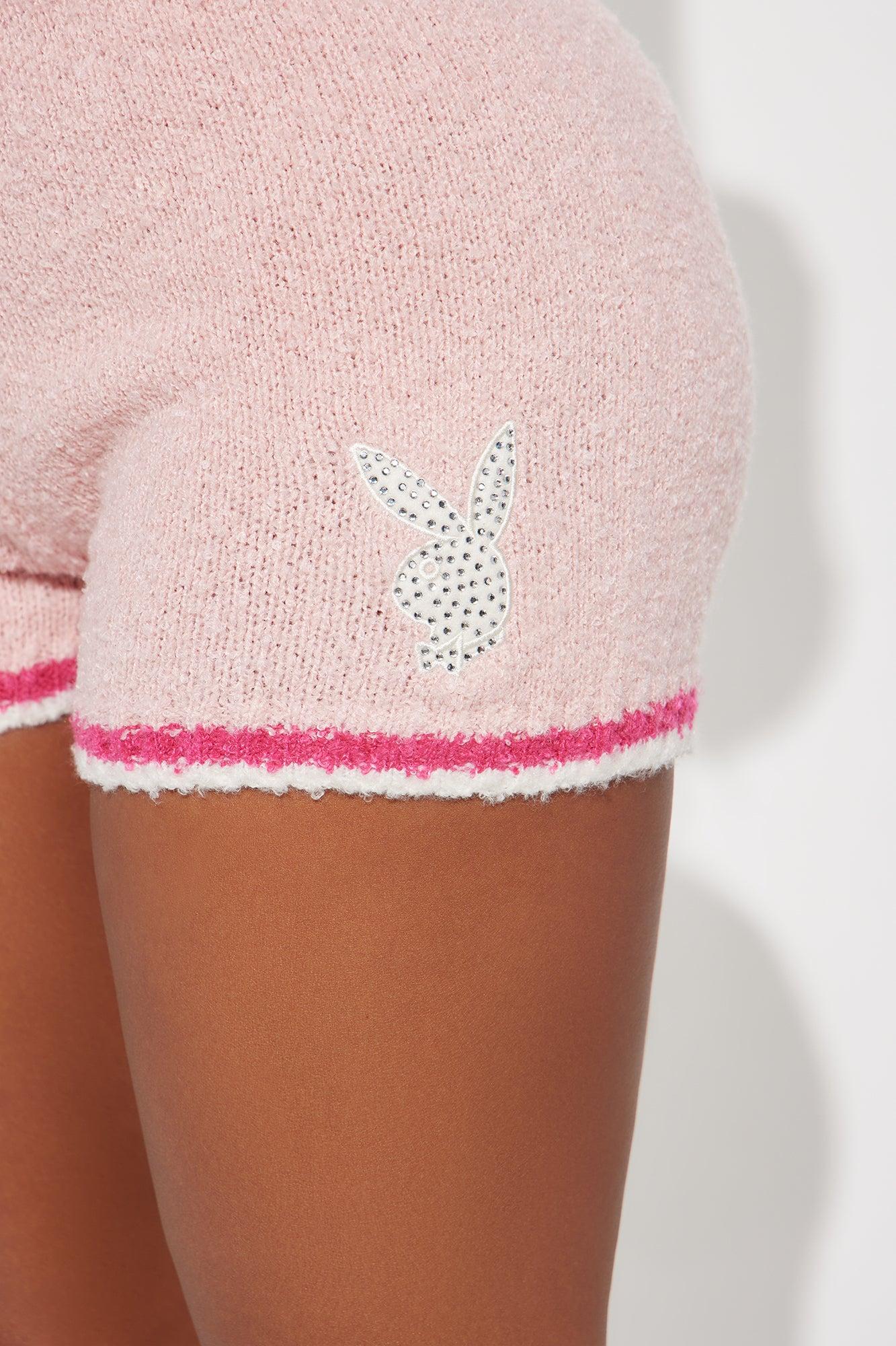 Playboy Princess Rhinestone Cozy Shorts - Pink Female Product Image