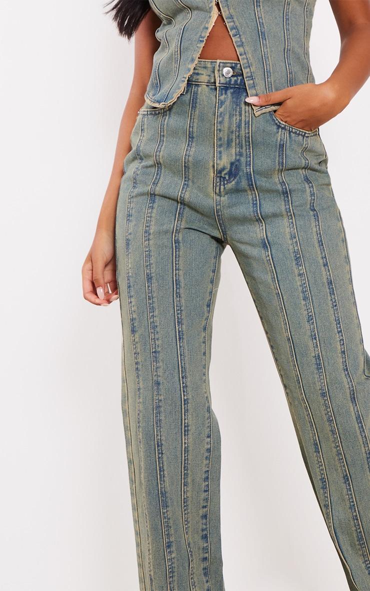 Tall Indigo Vintage Wash High Waist Paneled Seam Detail Jeans Product Image