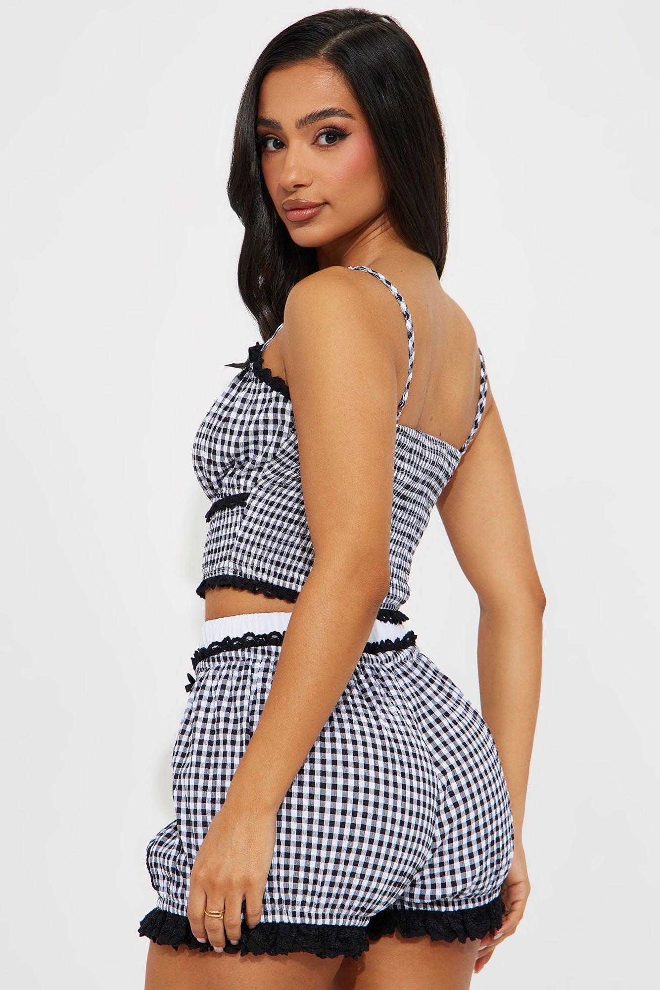 Picnic Club Gingham Short Set - Black/White Product Image