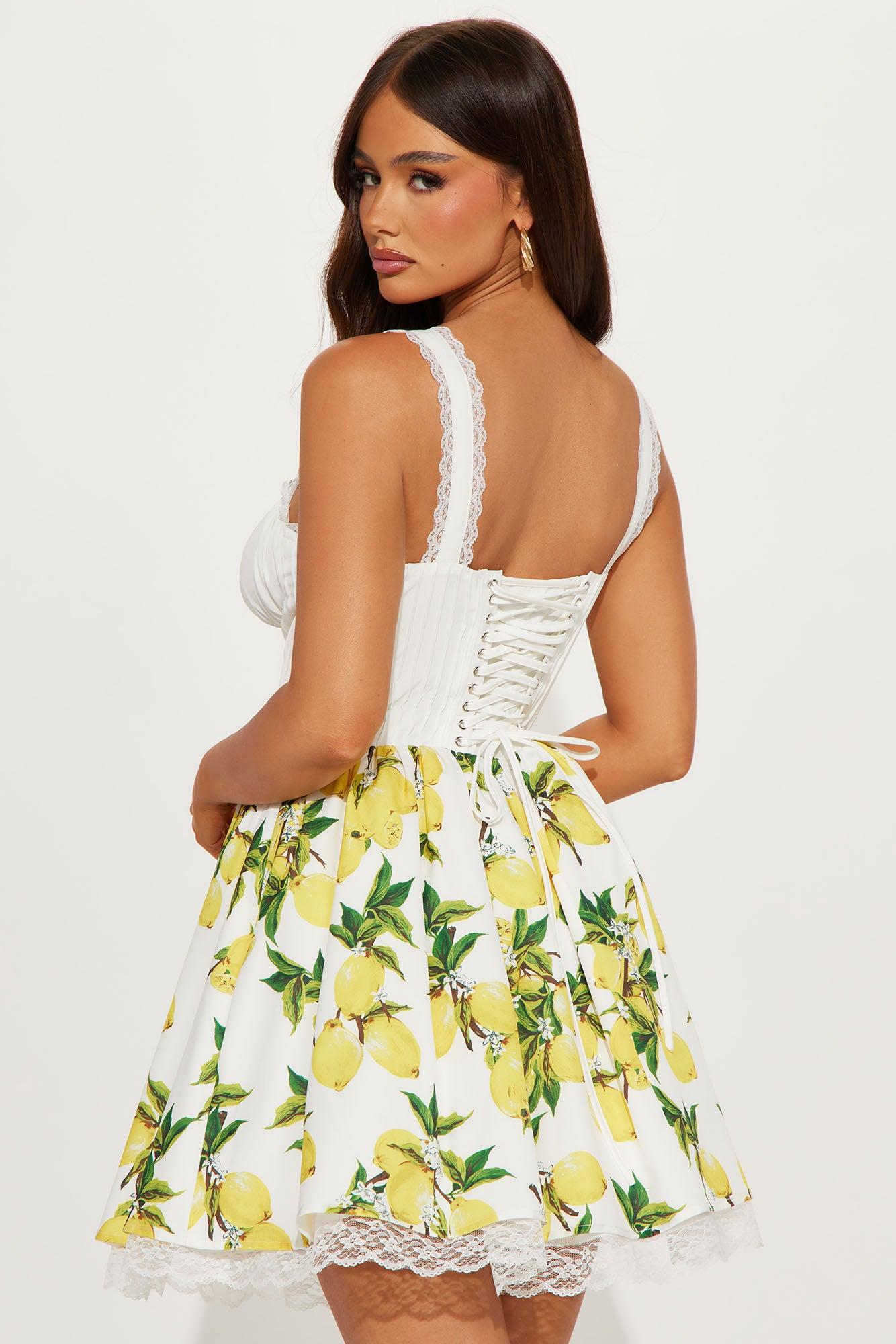 Squeeze The Day Lemon Mini Dress - Yellow/combo Product Image