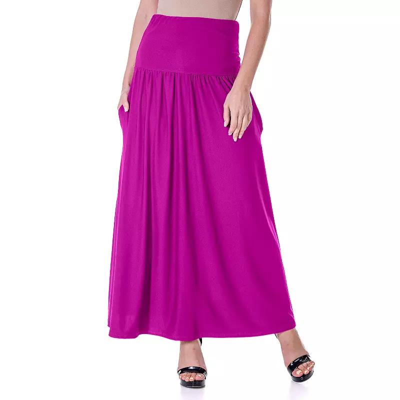 Women's 24Seven Comfort Apparel Foldover Maxi Skirt With Pockets,  Product Image