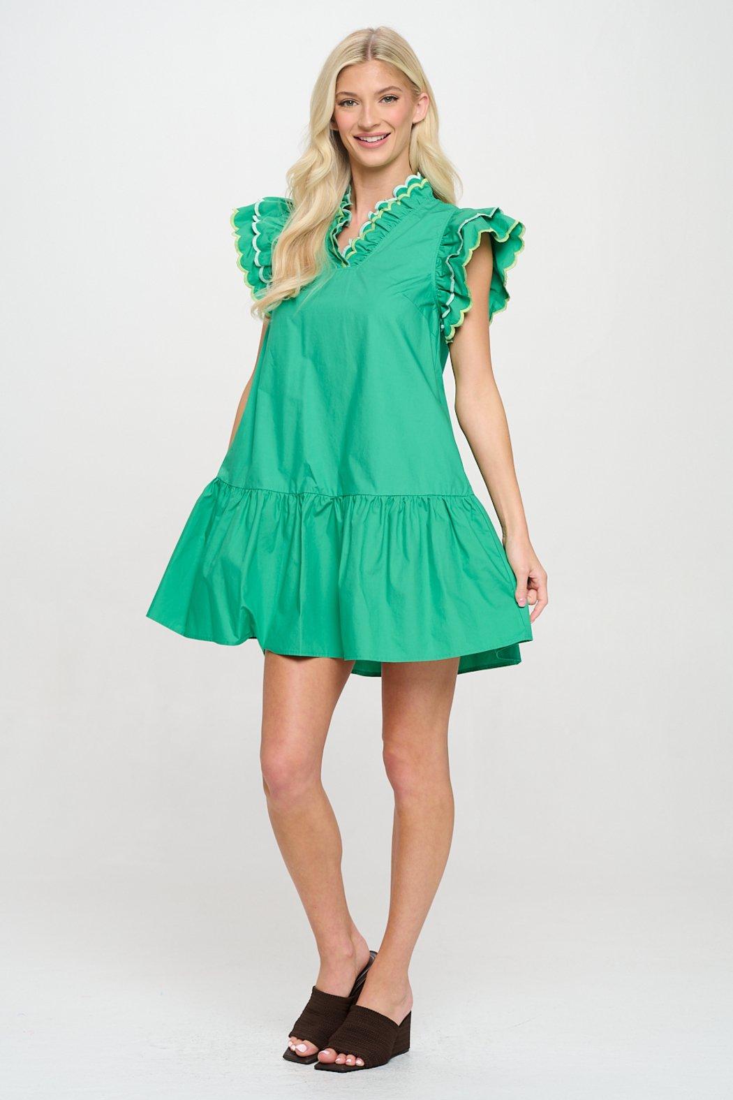 Emerald Oasis Scalloped Detailed Dress Product Image