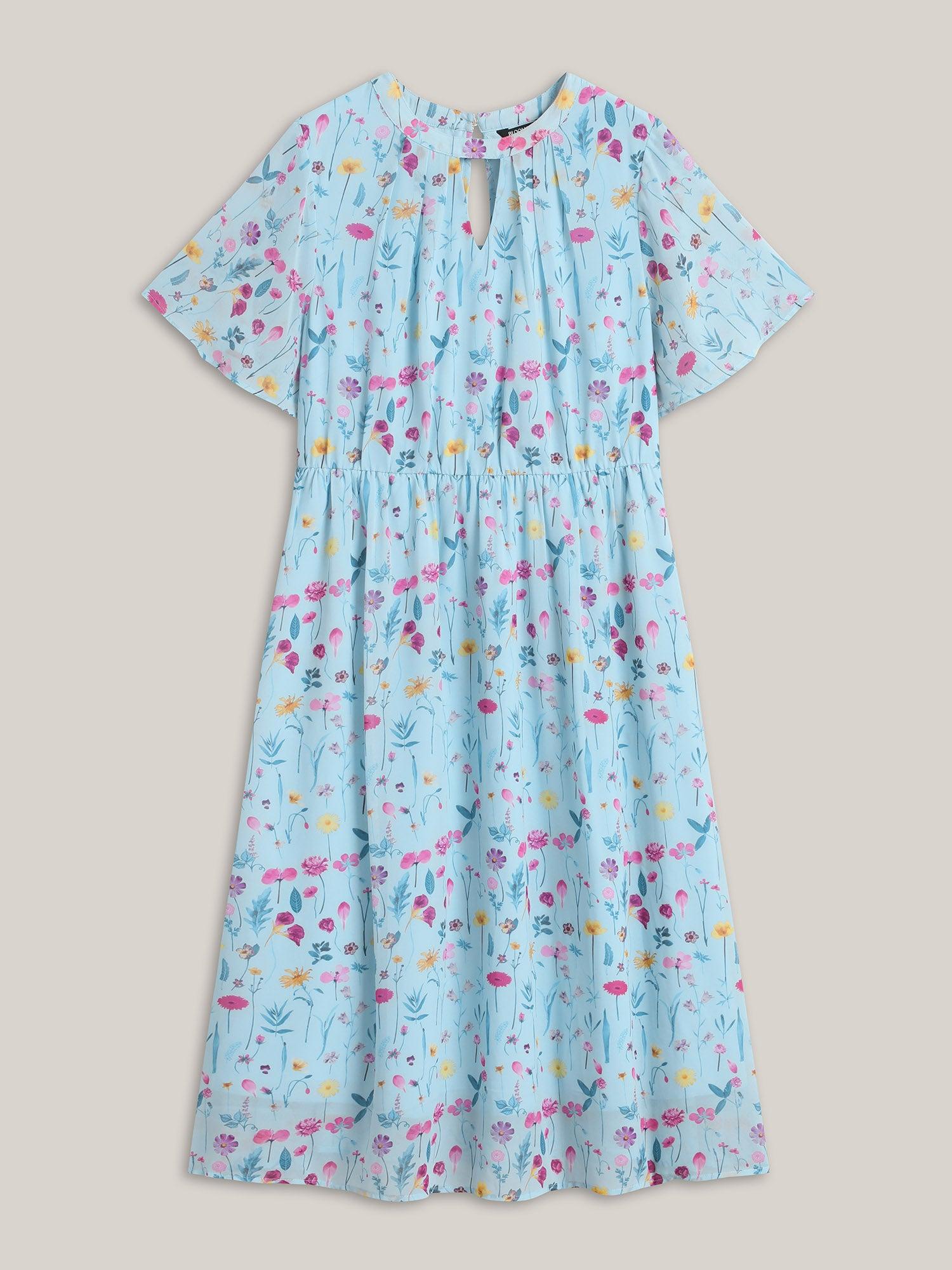 Garden Print Stretchy Sheer Midi Dress Female Product Image