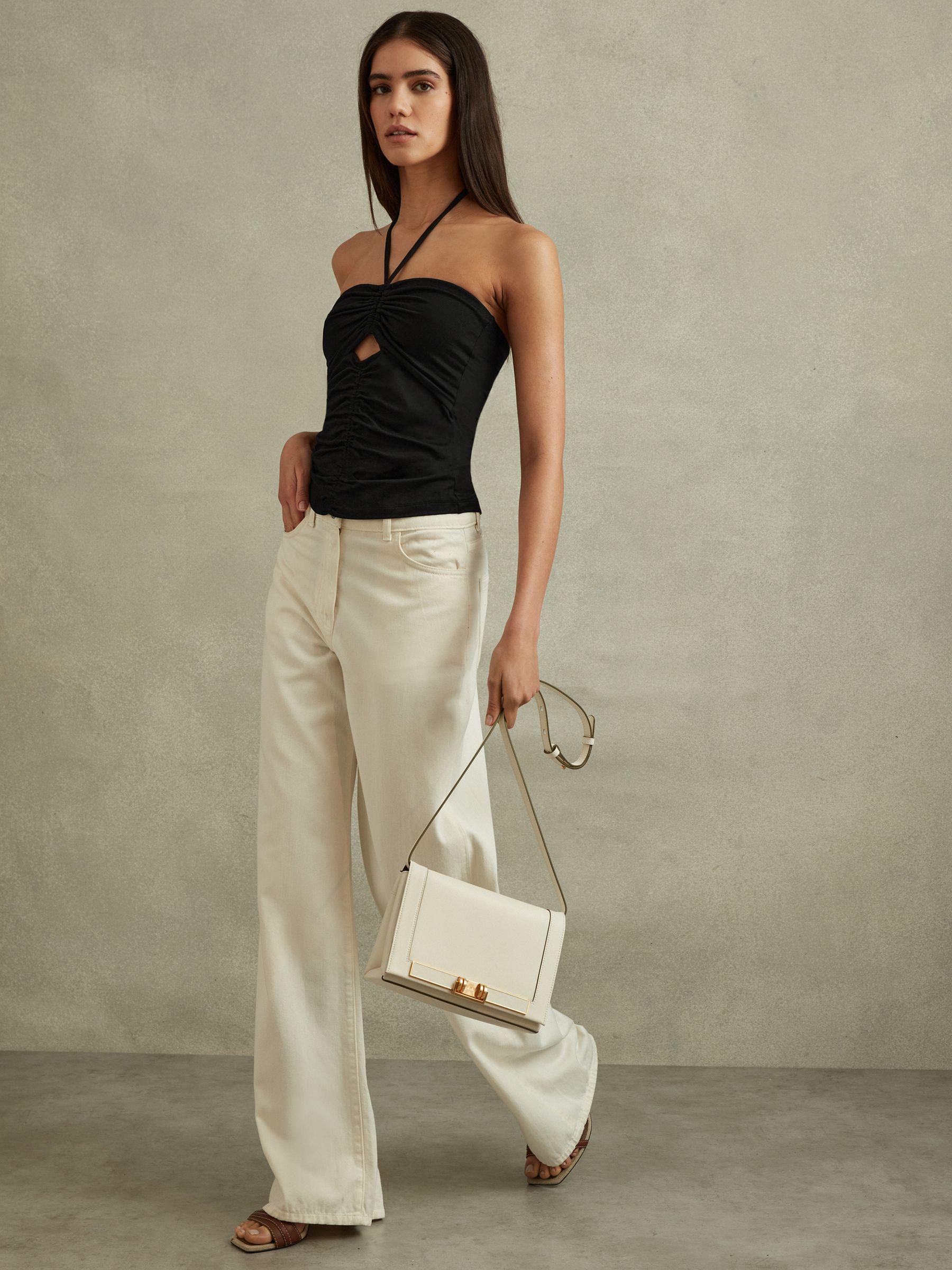 Ruched Halterneck Top in Black Product Image