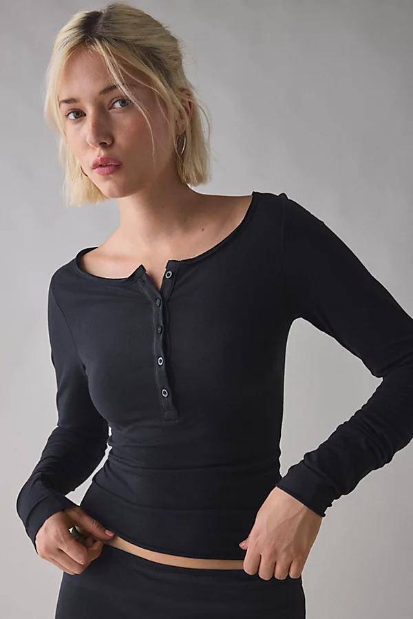 Out From Under Betty Boatneck Long Sleeve Henley Top Womens at Urban Outfitters Product Image