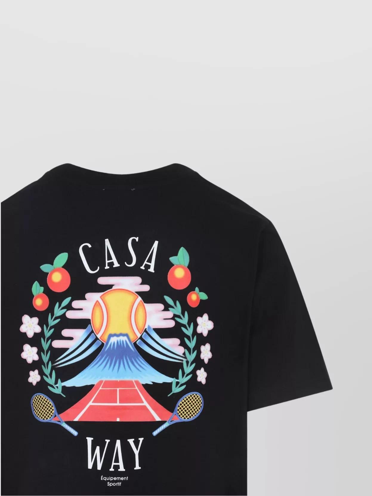 CASABLANCA Mens Casa Way Mountain Brand-print Cotton-jersey T-shirt In Black Product Image