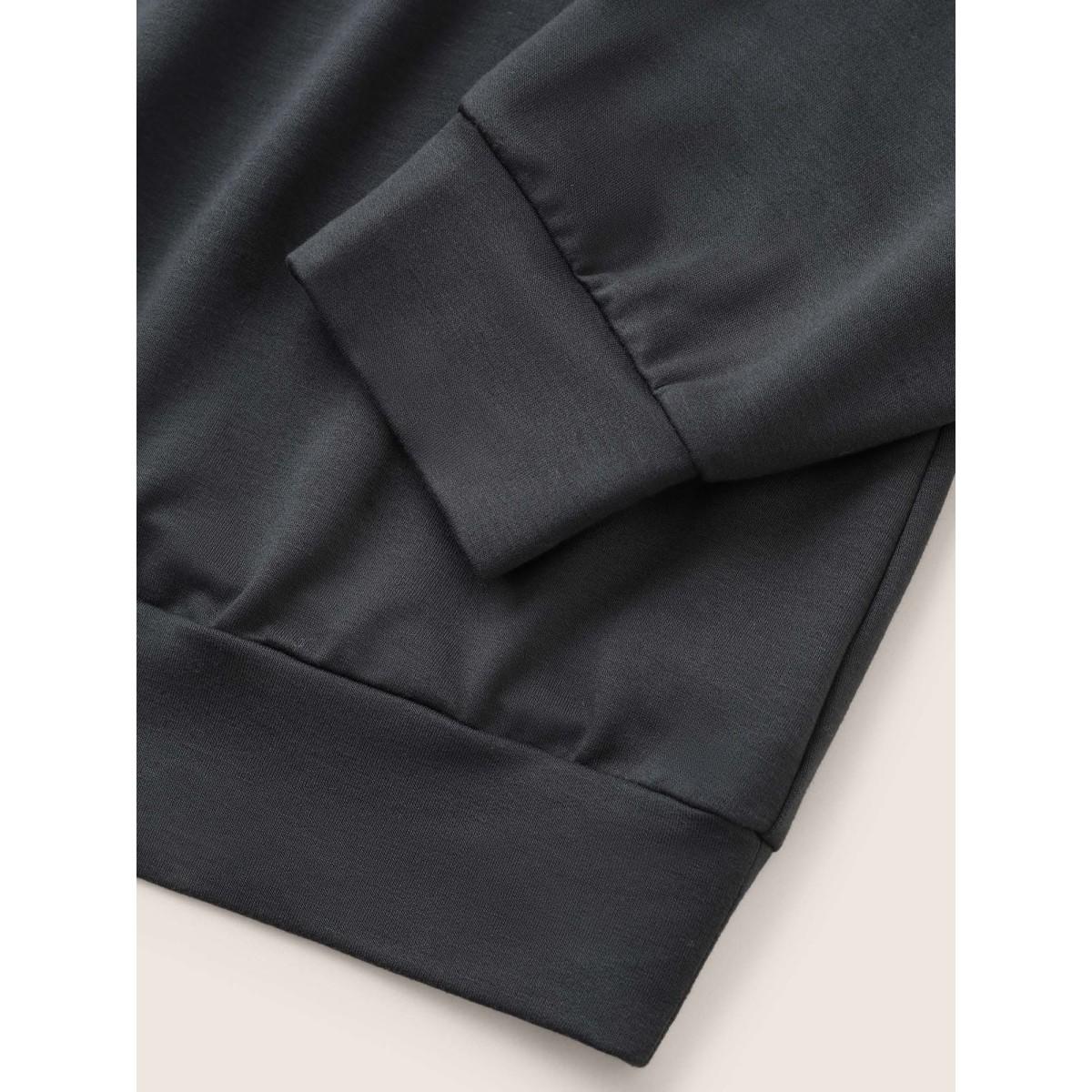 Plus Size Heart Pattern Contrast Crew Neck Sweatshirt Women DimGray Casual Non Everyday Sweatshirts BloomChic 10/M Product Image