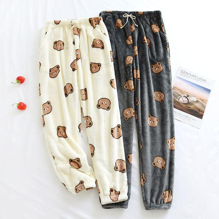Couple Matching Bear Print Flannel Lounge Pants (Various Designs) Product Image