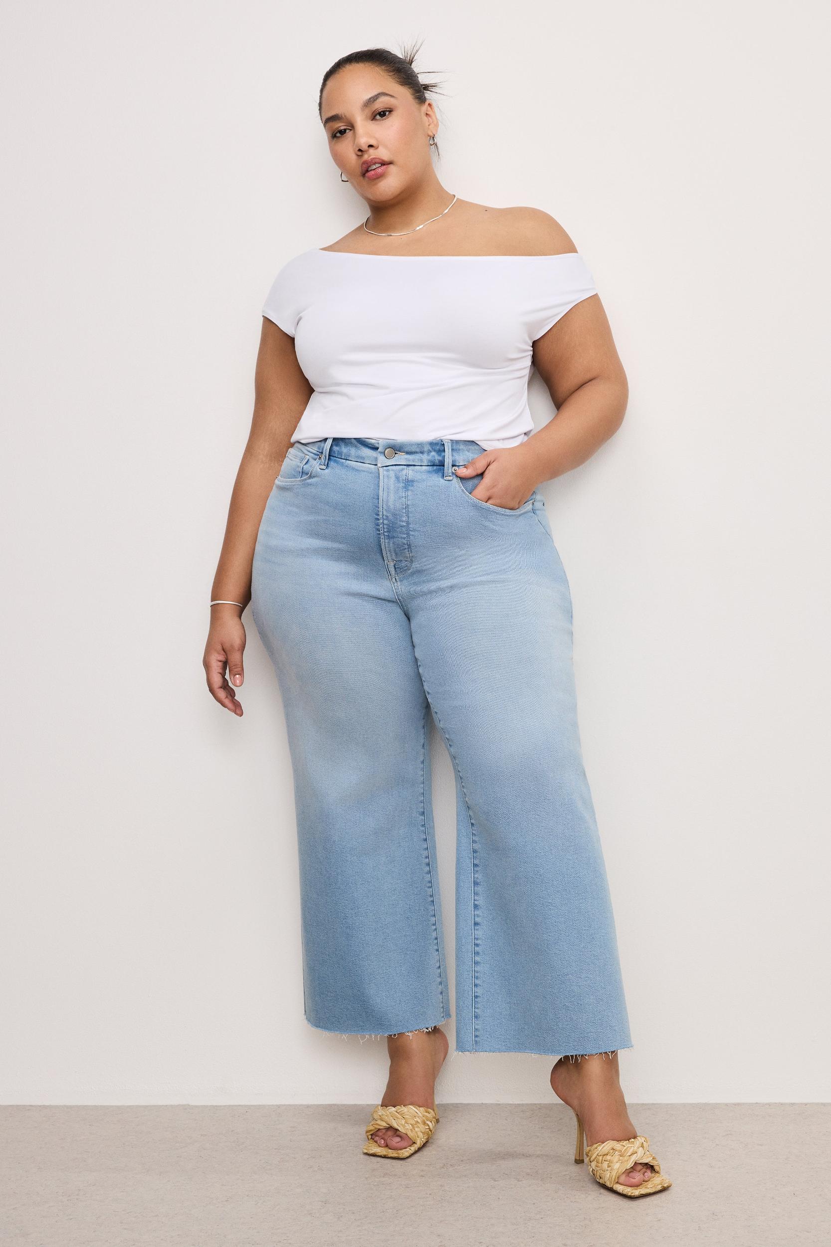 GOOD WAIST PALAZZO CROP COMPRESSION JEANS | INDIGO862 Product Image