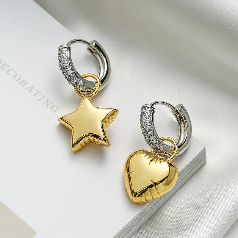 18k Gold Diamond Charm Earrings Product Image