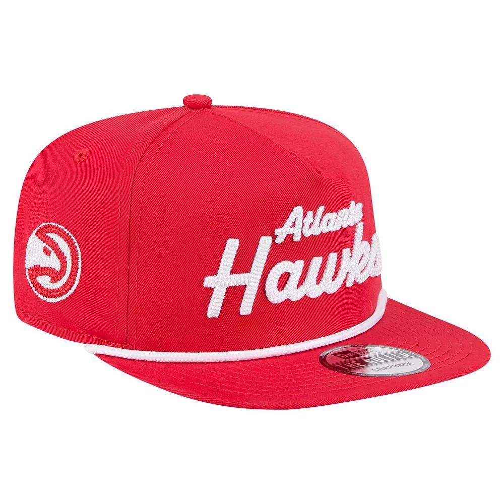 Men's New Era Red Atlanta Hawks Team Text Golfer Snapback Hat Product Image
