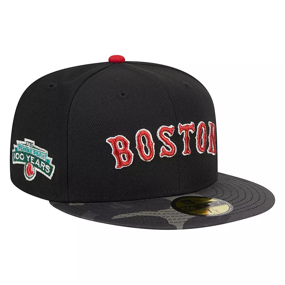 Men's New Era Black Boston Red Sox Metallic Camo 59FIFTY Fitted Hat, Size: 7 1/4 Product Image