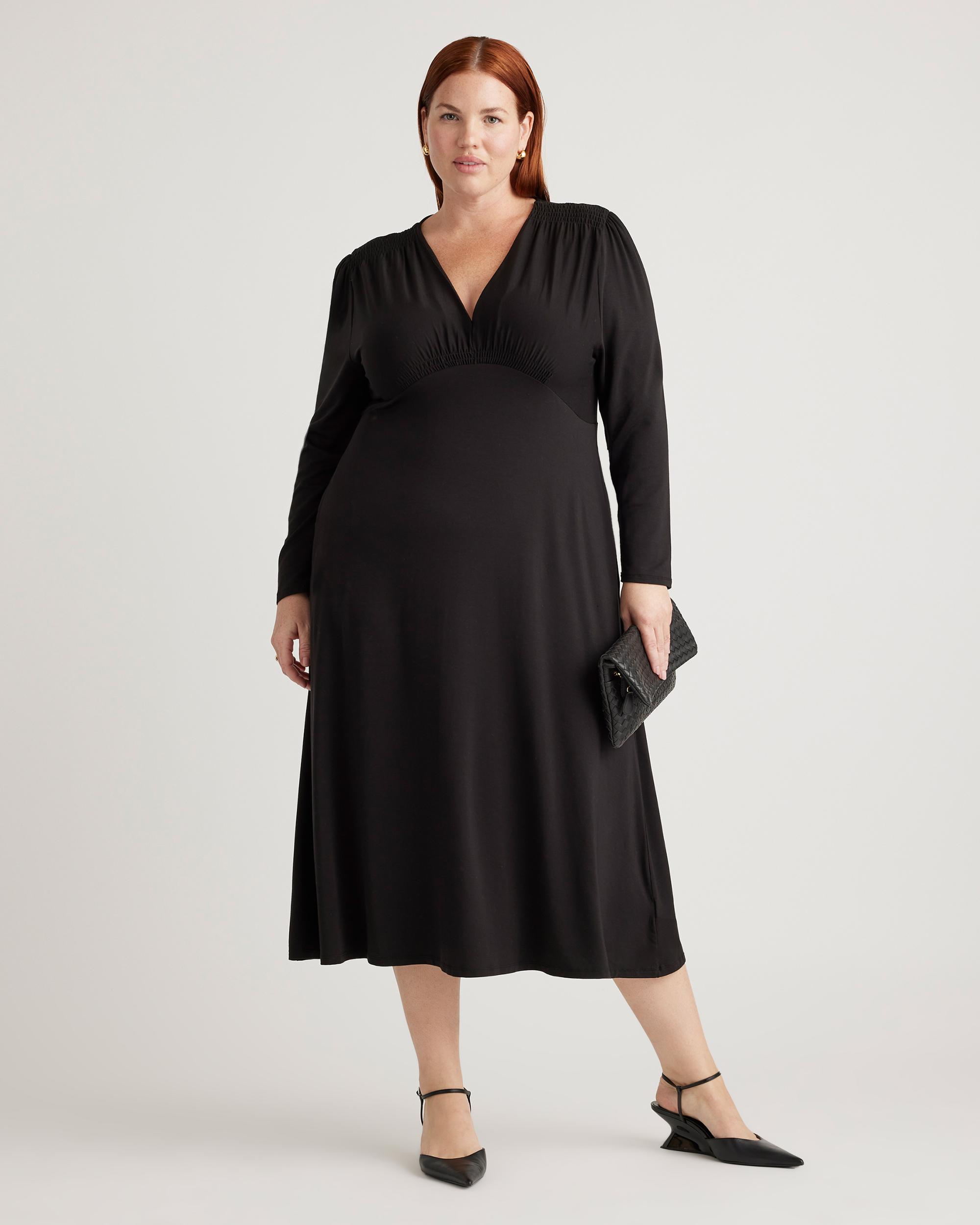 Quince | Women's Tencel Jersey V-Neck Long Sleeve Midi Dress Product Image