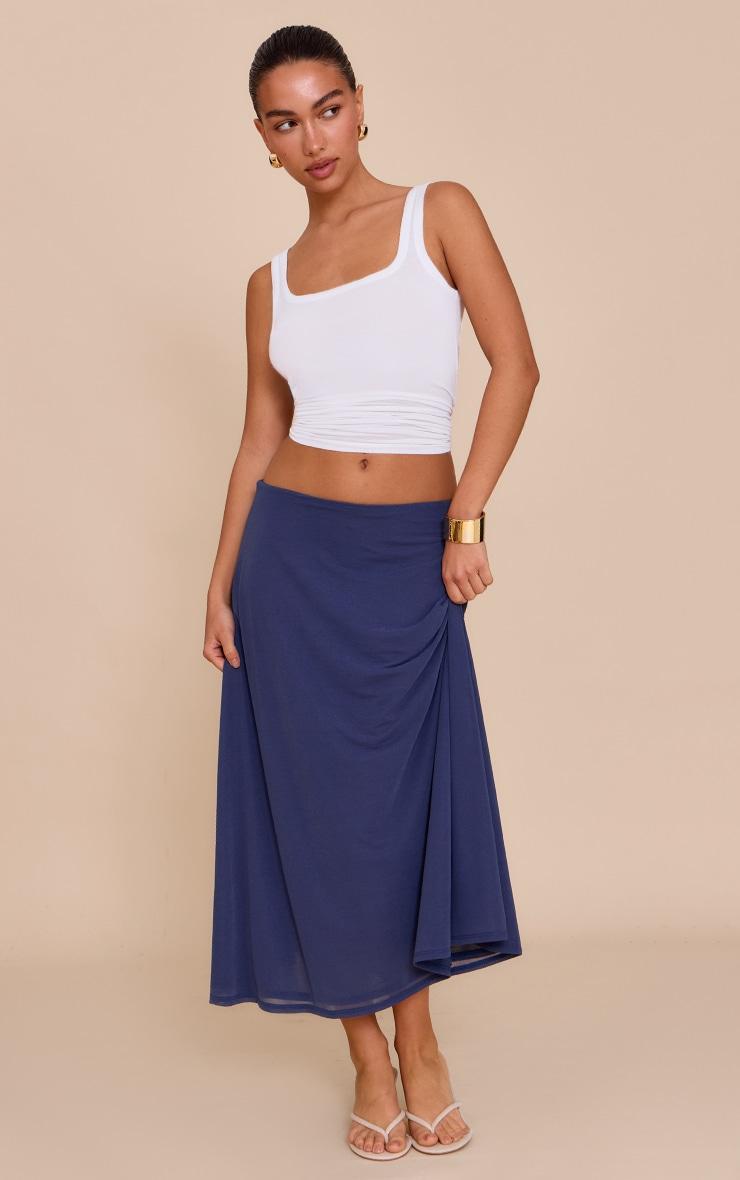  Navy Double Layer Chiffon Floaty Midaxi Skirt Product Image
