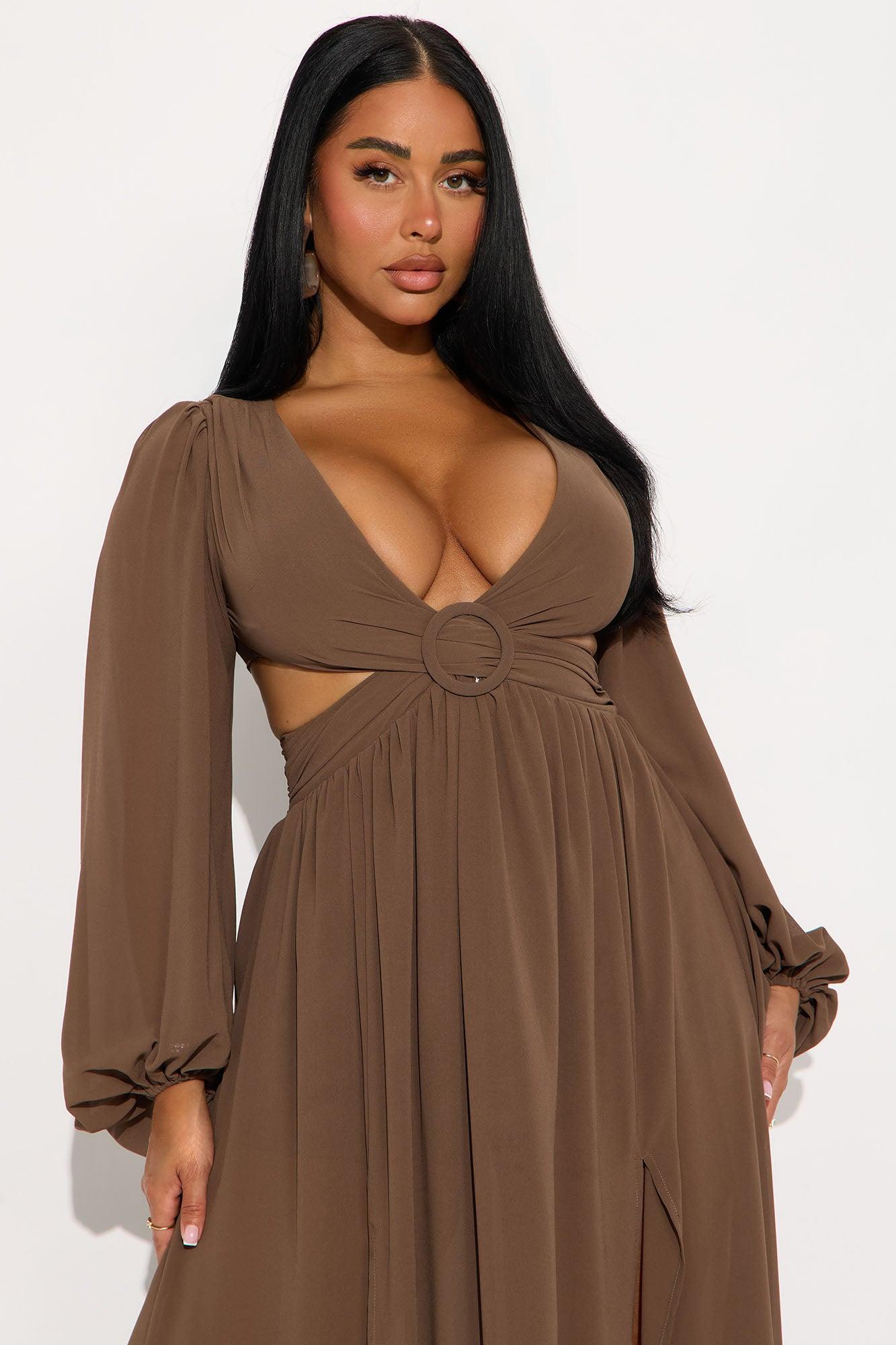 Coastal Chic Chiffon Maxi Dress - Brown Female Product Image