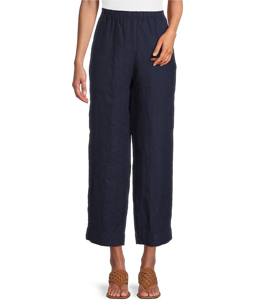 Bryn Walker Akna Light Linen Elastic Waist Straight Leg Pants Product Image