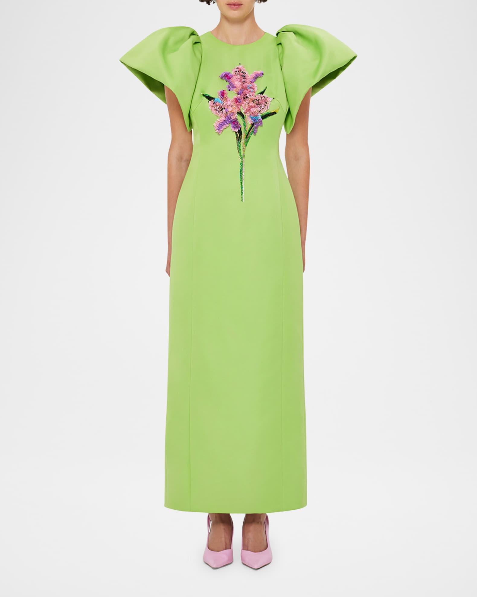 Lucinda Floral Sequin Puff-Sleeve Maxi Dress Product Image