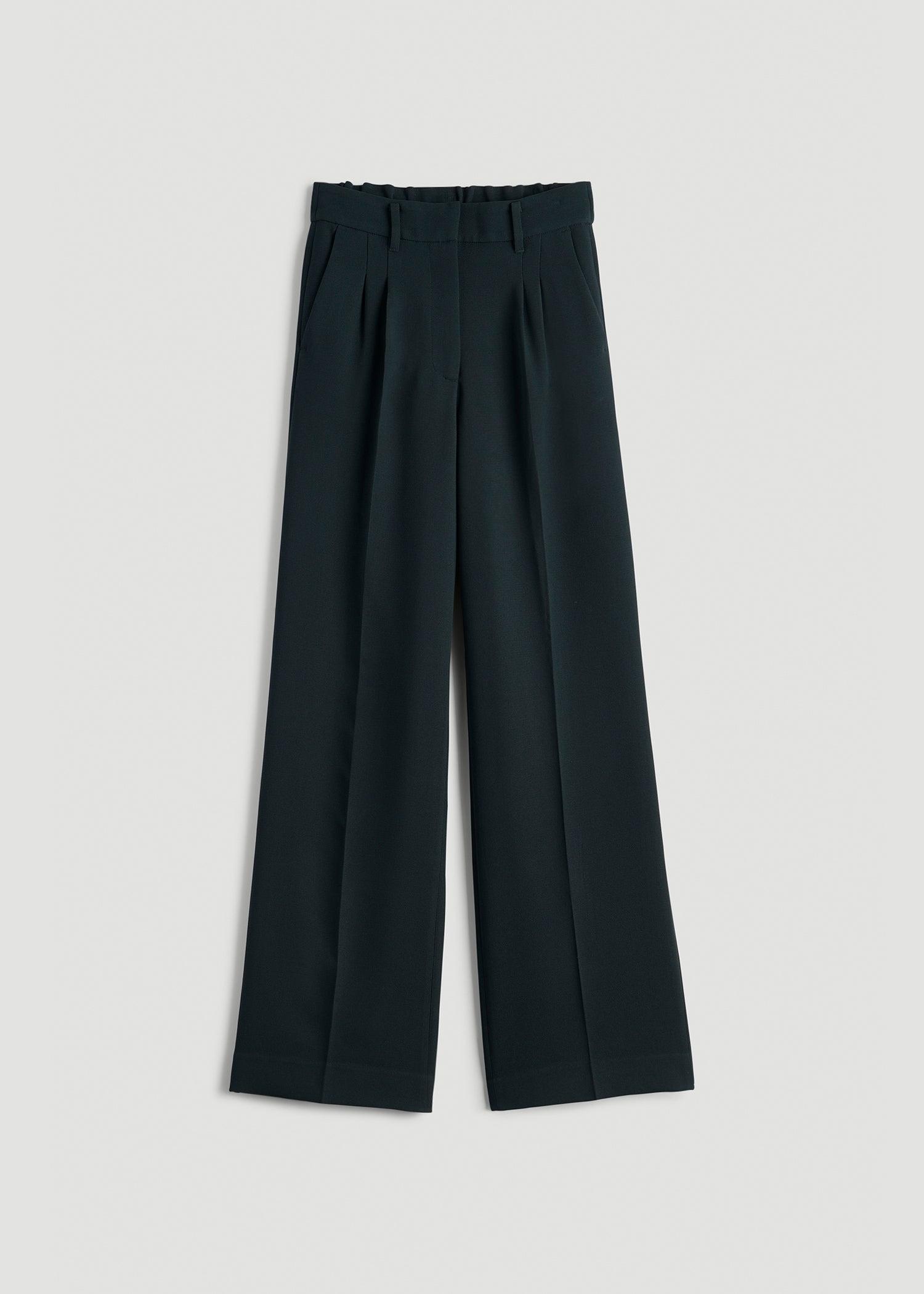 Wide Leg Pleated Dress Pants 2.0 for Tall Women in Midnight Green Female Product Image