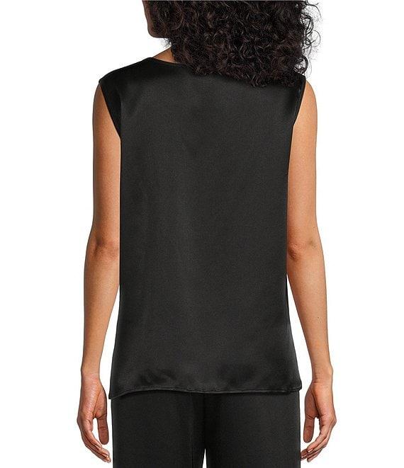 Caroline Rose Soft Satin Scoop Neck Sleeveless Long Coordinating Tank Top Product Image