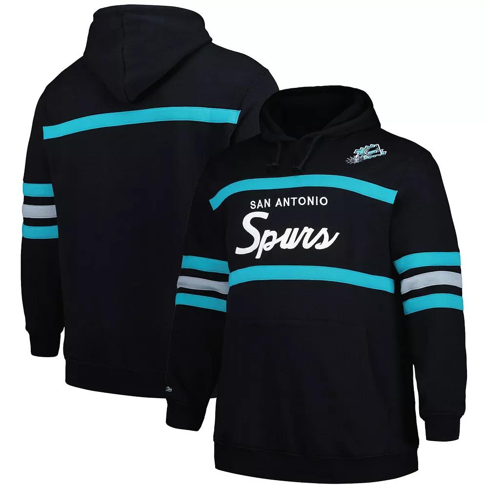 Men's Mitchell & Ness Black San Antonio Spurs Big & Tall Hardwood Classics Head Coach Pullover Hoodie,  Product Image