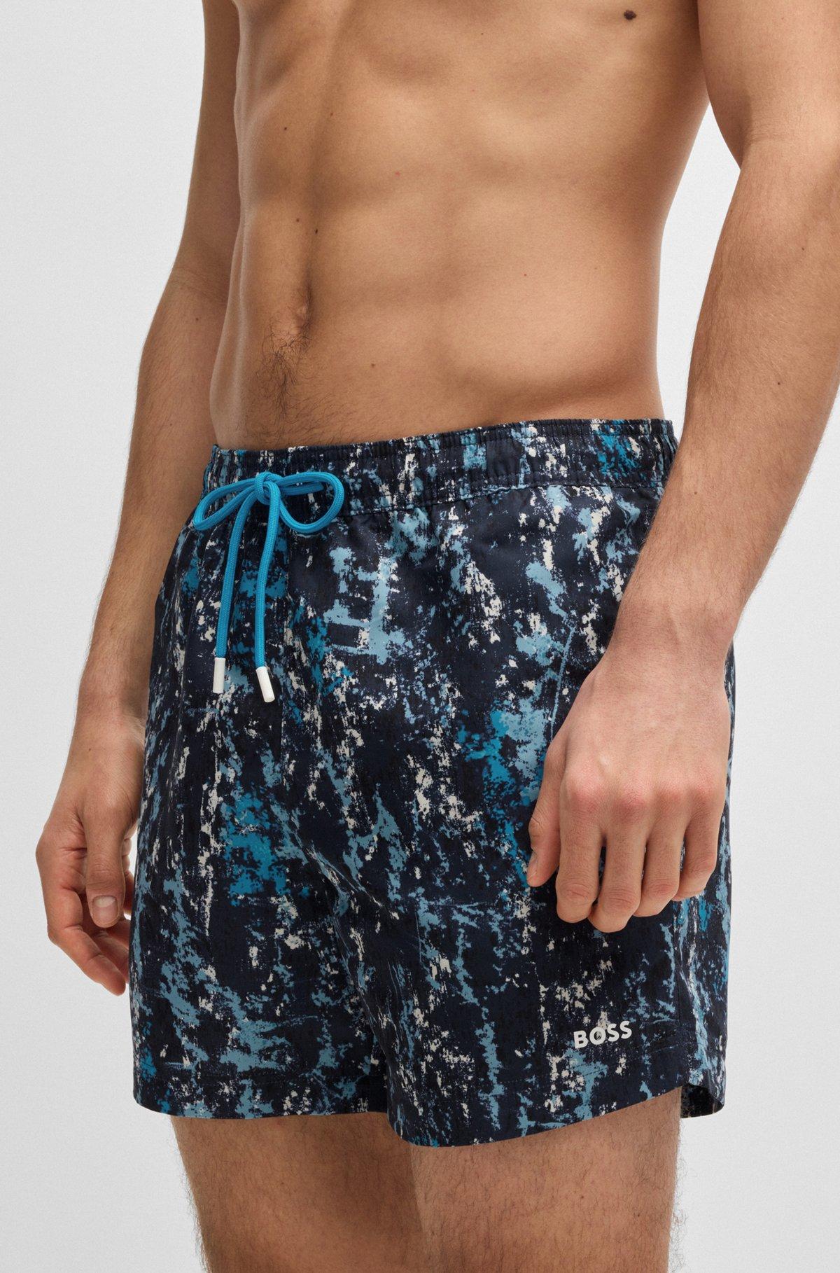 BOSS - Printed swim shorts with logo detail - Turquoise Product Image