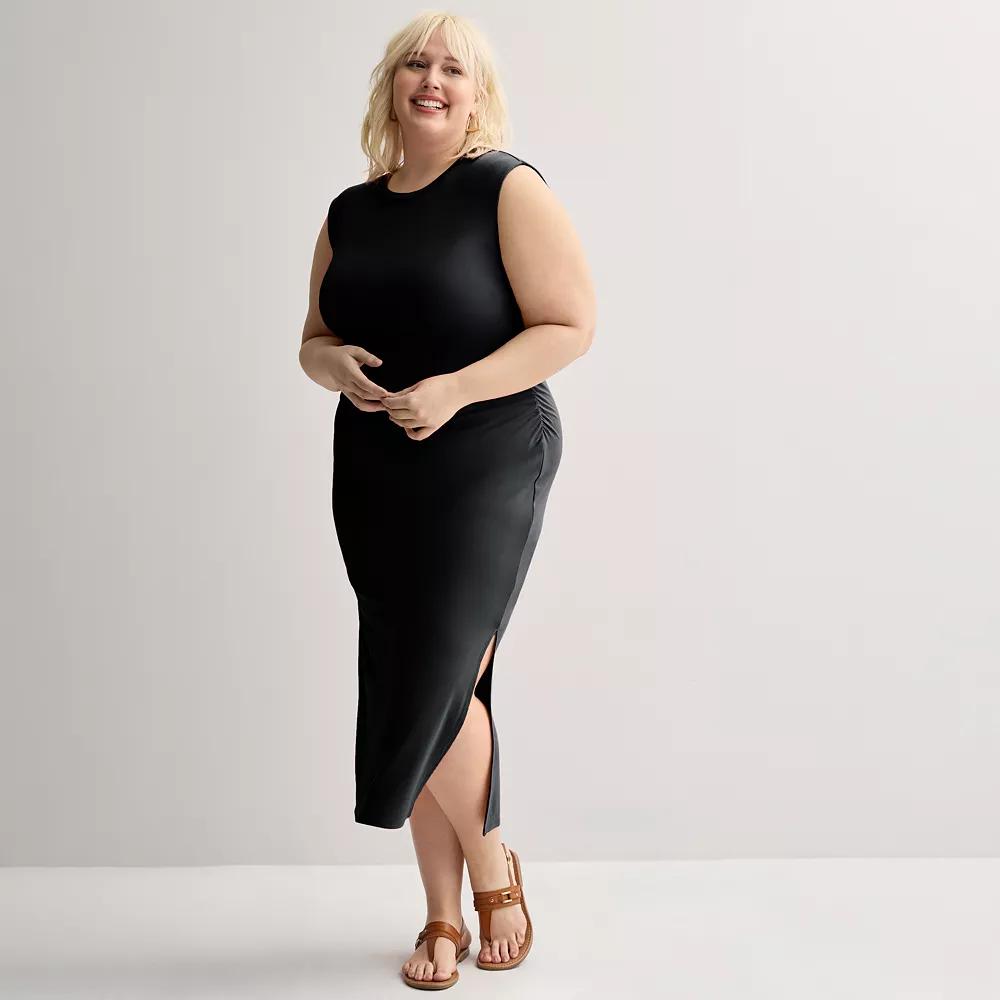 Plus Size INTEMPO Sleeveless Shirred Dress, Womens Product Image