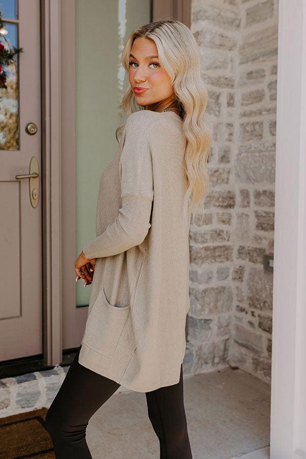 Always Cozy Sweater Top in Taupe Product Image