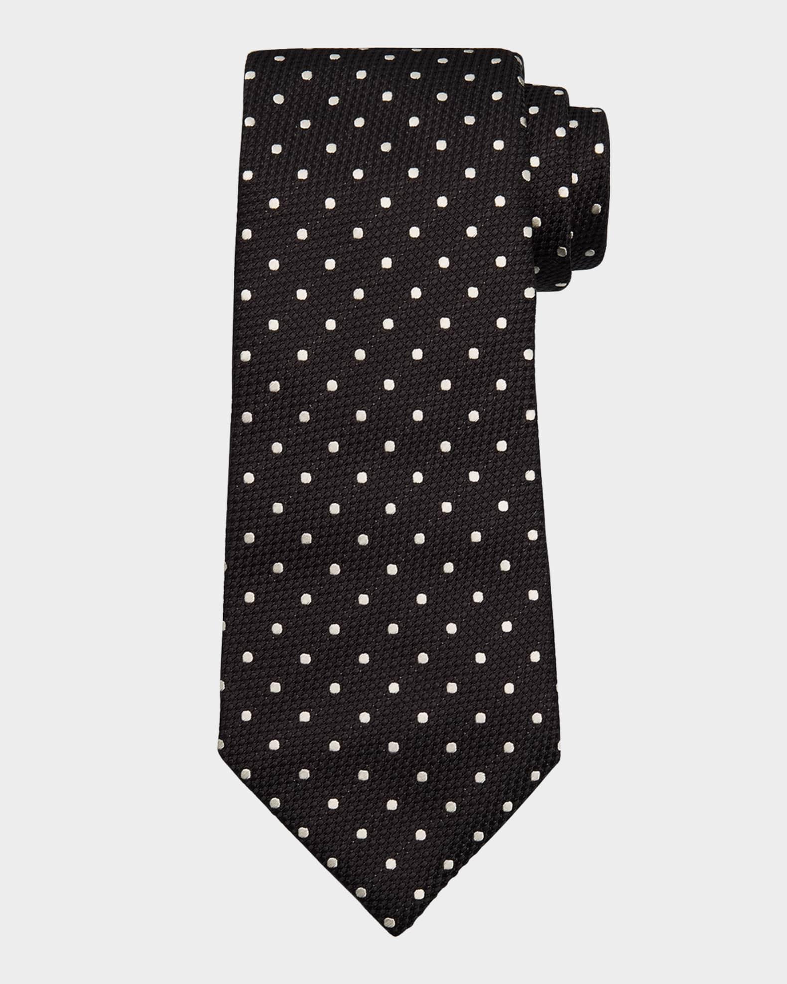 Men's Contrast Dot Silk Tie Product Image